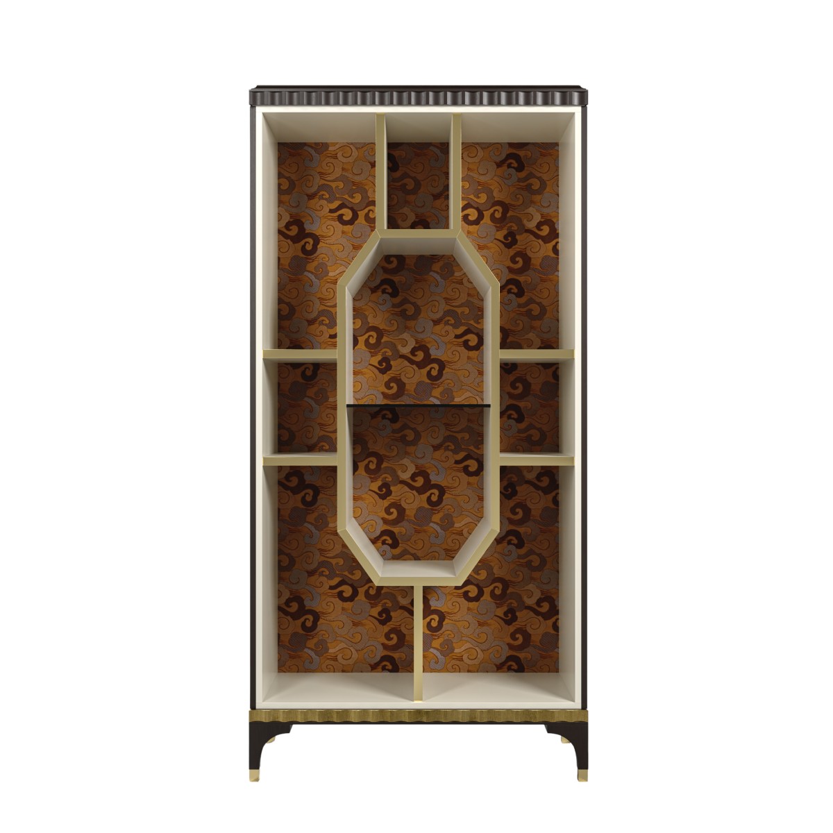 Inside partitions of the open display cabinet Octaris